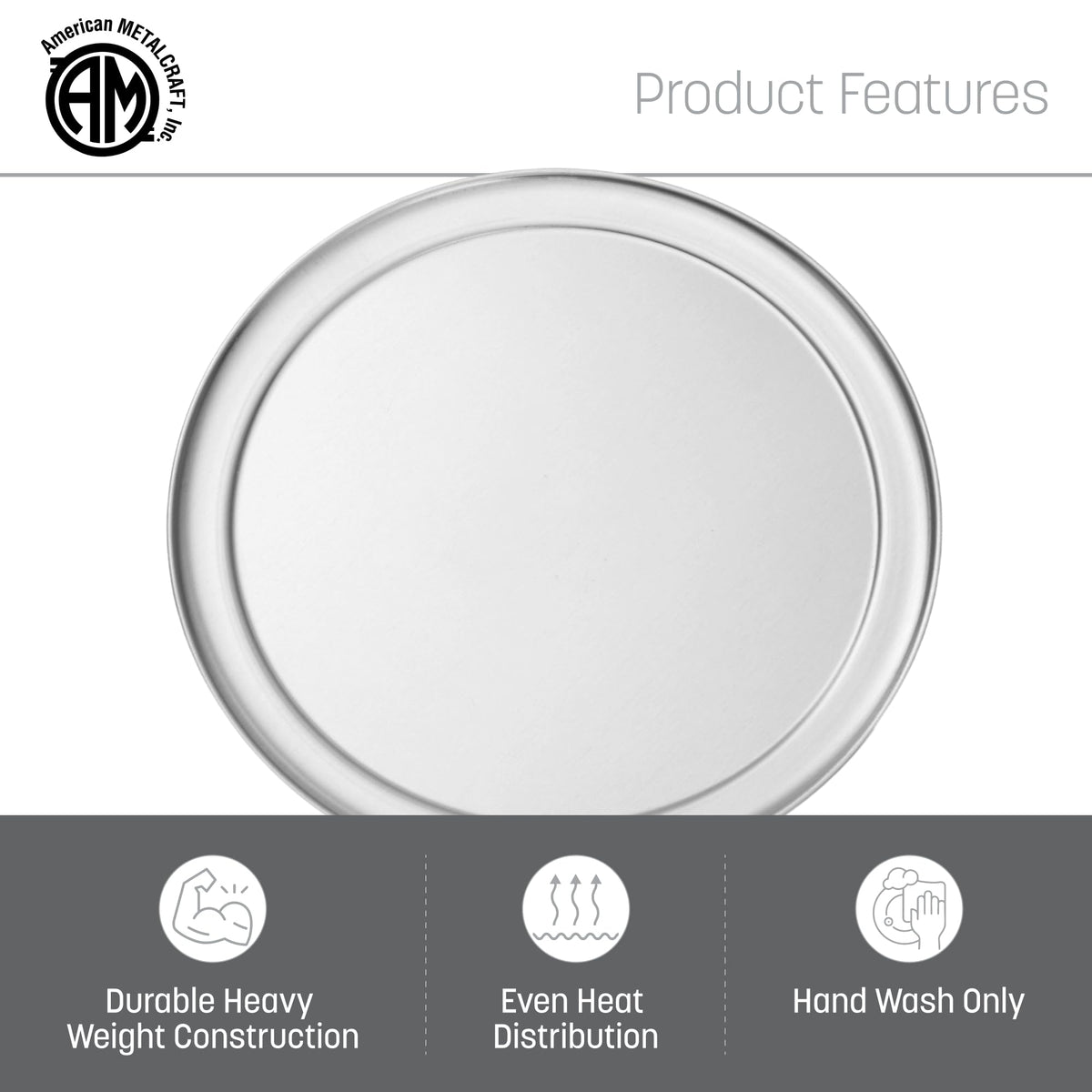 TP Series 18-Gauge Aluminum Standard Weight Wide Rim Pizza Pan by American Metalcraft – 6-Inch, 6.0 inches, Aluminum, Silver, Model TP6