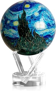 MOVA Self Rotating Globe, Van Gogh Starry Night Classic (4.5") | solar powered globe, no batteries or cords, gift for art lovers, premium kinetic display, decorative desk display
