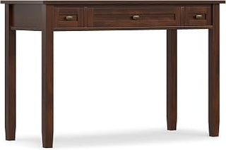SIMPLIHOME Warm Shaker 48" Wide Solid Wood Writing Desk in Distressed Grey