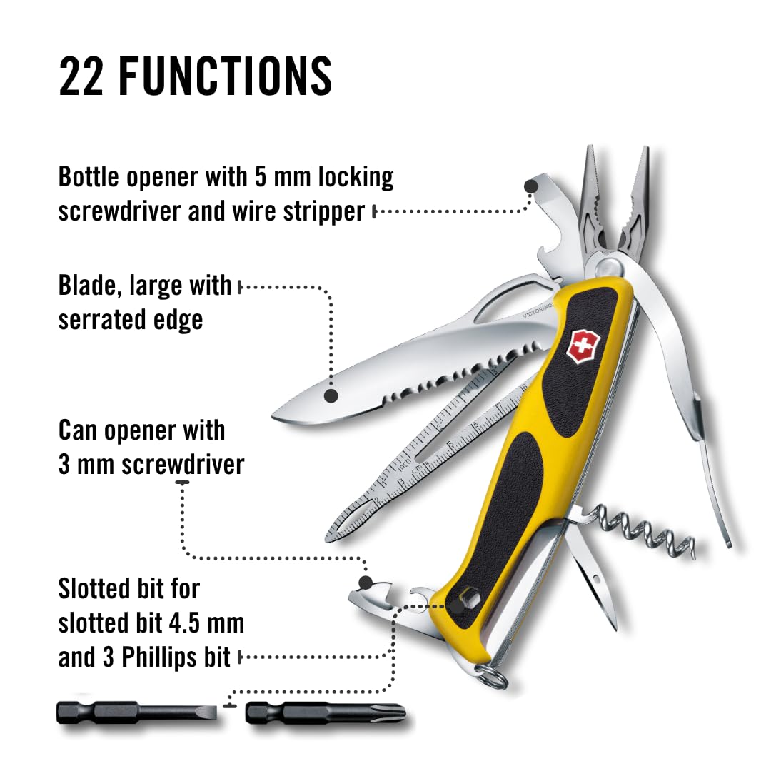 Ranger Boatsman MW Grip Swiss Army Pocket Knife by Victorinox – 5.12 In, Polyamide, Yellow/Black, Model 0.9798.MWC8