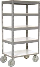 Global Industrial Easy Adjust Boltless 5 Shelf Truck, Laminate Shelves, Pneumatic Casters, 36" L x 24" W x 68" H
