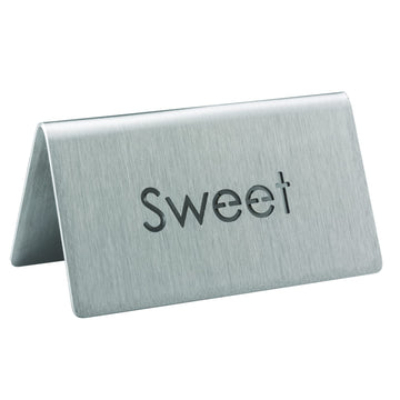 Laser Cut Table Tent Sign by Service Ideas – Stainless Steel, Silver, Model 1C-BF-SWEET-MOD