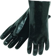 MCR Safety 6300 Single-Dipped PVC Gloves with 14" Interlock Lining, Smooth Finish, Black, Large, 1-Pair