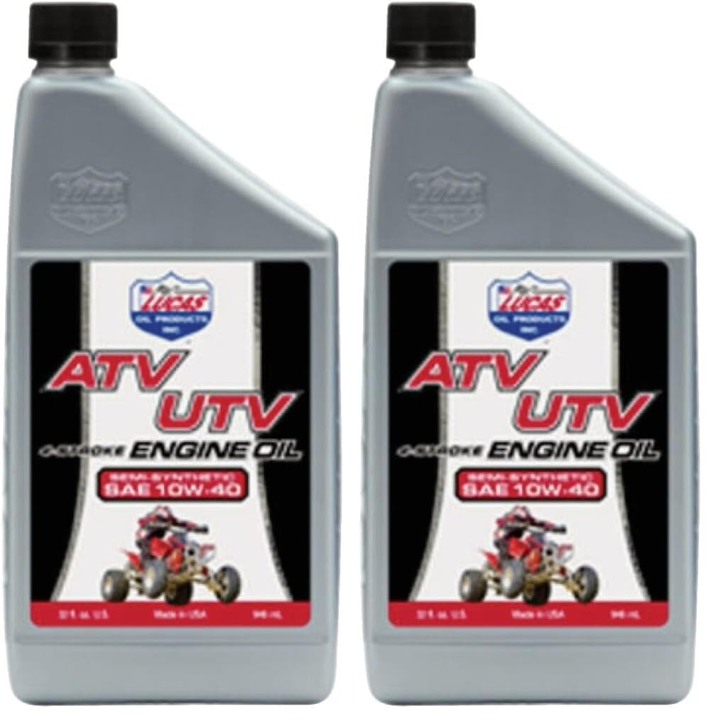 10720 Semi-Synthetic SAE 10W-40 ATV Engine Oil - 1 Quart (Pack of 2) by Lucas Oil – 32 Fl Oz (Pack of 2), Blend, Multi, Pack of 2, Model LUC10720