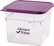 Cambro 6SFSCW441 Camwear Square 6 Quart Clear with Purple Allergy-Free Logo and graduations Case of 6