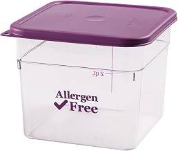 Cambro 6SFSCW441 Camwear Square 6 Quart Clear with Purple Allergy-Free Logo and graduations Case of 6
