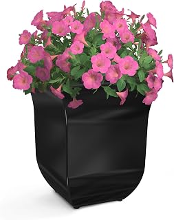 Mayne Valencia 8in Self-Watering Square Tabletop Planter, Black | Self-watering, Fade resistant, Non-slip rubber feet, Removable liner, All season, 2-year warranty