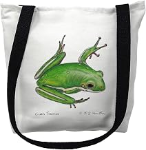 Betsydrake TY040G 18 x 18 in. Green Treefrog Tote Bag - Large