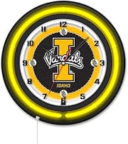 Holland Bar Stool Clk19BKIdahoU NCAA 19 in. Dia. University of Idaho Double Neon Wall Clock Black