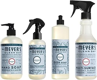 Mrs. MEYER'S Clean Day Snowdrop Collection, Floral Winter Scent with Essential Oils, Cleaning Bundle including Room Freshener Hand Dish Soap Surface Spray, 52.5 Fl Oz (Pack of 4)