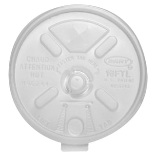 Dart 16FTLS Translucent Lift N' Lock Straw Slotted Lid (Case of 1000)