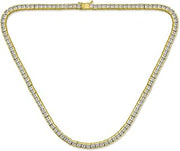 Channel Set Princess Cut CZ Statement Tennis Necklace Gold Plated