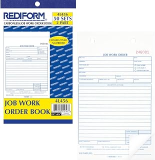 Rediform Job Work Order Book, 5 1/2 x 9 1/8, Two Part, 50/Book
