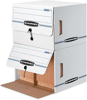 Bankers Box 12-Pack Side-Tab Drop-Front Basic-Duty File Box, Letter | Store end-tab records with drop-front access that saves time, protects files, and keeps shelf storage organized.