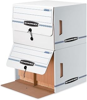 Bankers Box 12-Pack Side-Tab Drop-Front Basic-Duty File Box, Letter | Store end-tab records with drop-front access that saves time, protects files, and keeps shelf storage organized.