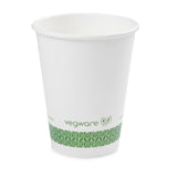 White Paper Coffee Cups by Vegware – 12oz, 12.0 fluid_ounces, Paper, Green & white, Pack of 1000