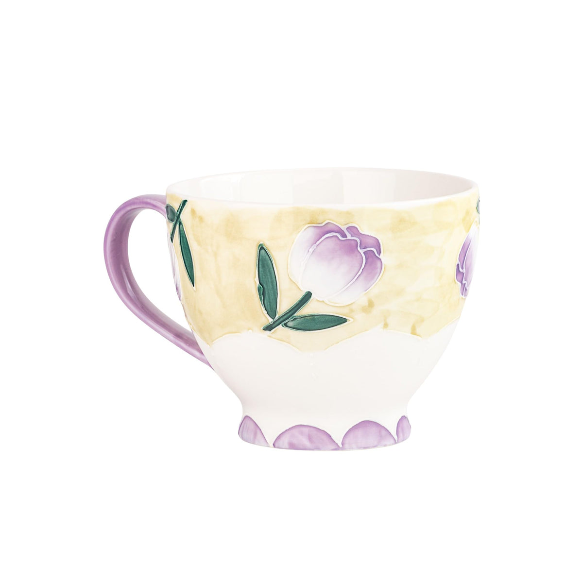 Petaluxe Mug by 10 Strawberry Street – Large, 16.0 fluid_ounces, Bone China, Tulips, Pack of 4
