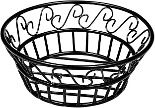 American Metalcraft BLLB81 8" Round Wrought Iron Bread Basket w/Leaf Design