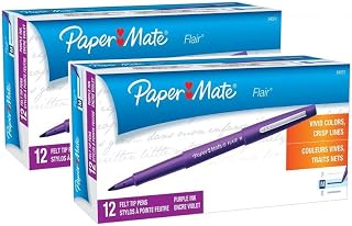 Paper Mate 8450152 Flair Porous Felt Tip Pens, Medium Point, Purple, 24-Pack