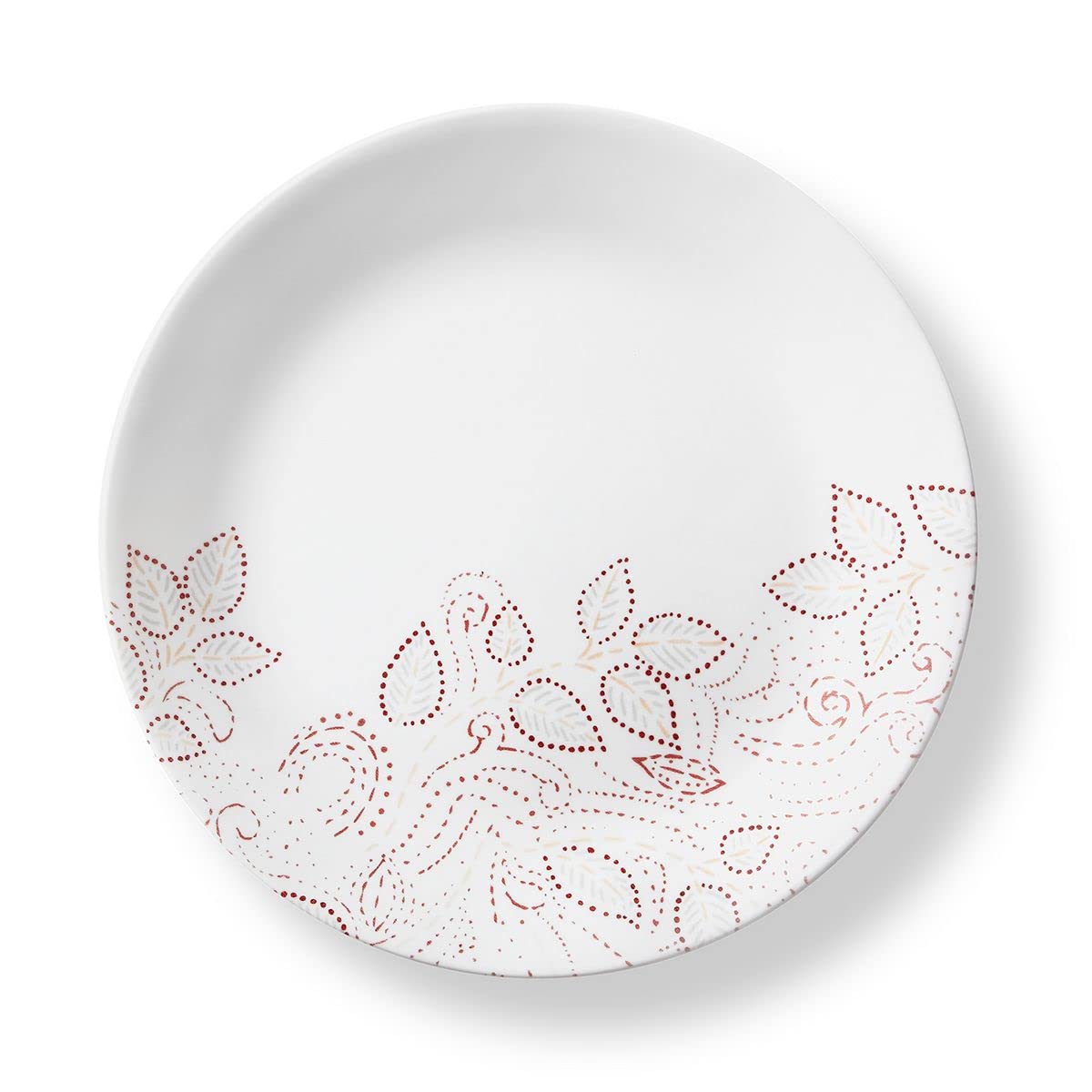 Leaf Stitch 12-Piece Dinnerware Set Service for 4 red by Corelle – Glass, White, Pack of 12, Model 3705