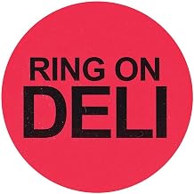 Ring On Deli Labels Pink Fluorescent Grocery Store Labels Black Imprint - 1 1/2"Dia 1000 Per Roll
