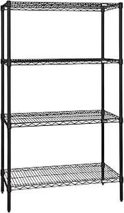 QUANTUM STORAGE SYSTEMS WR86-1430BK Starter Kit Wire Shelves Black Epoxy 4 Shelves 86" H x 30" W x 14" D