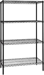 QUANTUM STORAGE SYSTEMS WR86-1430BK Starter Kit Wire Shelves Black Epoxy 4 Shelves 86" H x 30" W x 14" D