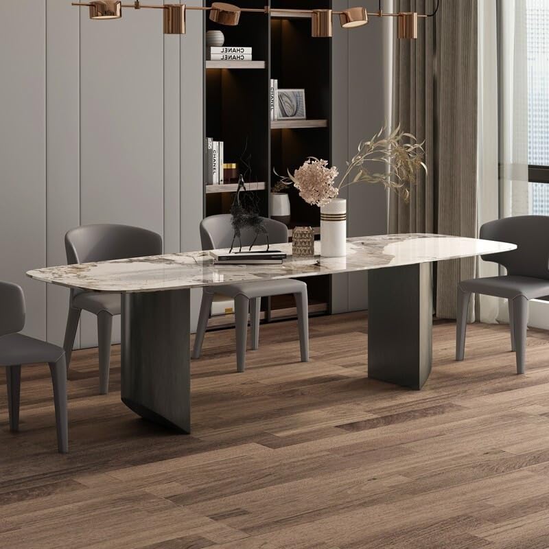 Mesa De Jantar Rock Plate Dining Table Modern Simple Home Restaurant Rectangular Diner Table by JOYNOW – One Size, 240x100x75cm, Model 8524