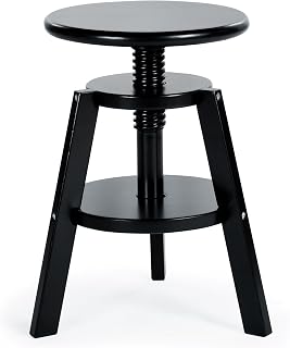Guidecraft Adjustable Drafting Wooden Stool-Black: Drafting Chair for Kids, 16”-18” Inch Swivel Stool for Kids' Art Studio Furniture | Adjustable Height Chair for Drawing, Painting, and Crafting
