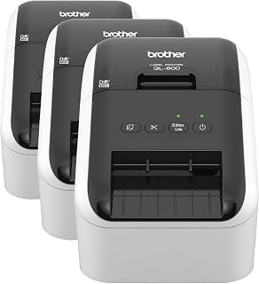 Brother QL-800 High-Speed Professional Printer,Plug&Label Feature, Genuine DK Pre-Sized Labels,Multi-System Compatible – Black&Red Printing Available (Required USB Cable Included),(Pack of 3)