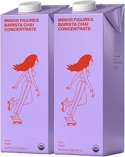 Minor Figures Organic Barista Chai Concentrate | 33.8oz (2 Pack) | Non-GMO, Plant-Based, Vegan, Dairy-Free, Shelf Stable, Barista Standard, Low Caffeine, Organic, 17 Servings Per Pack