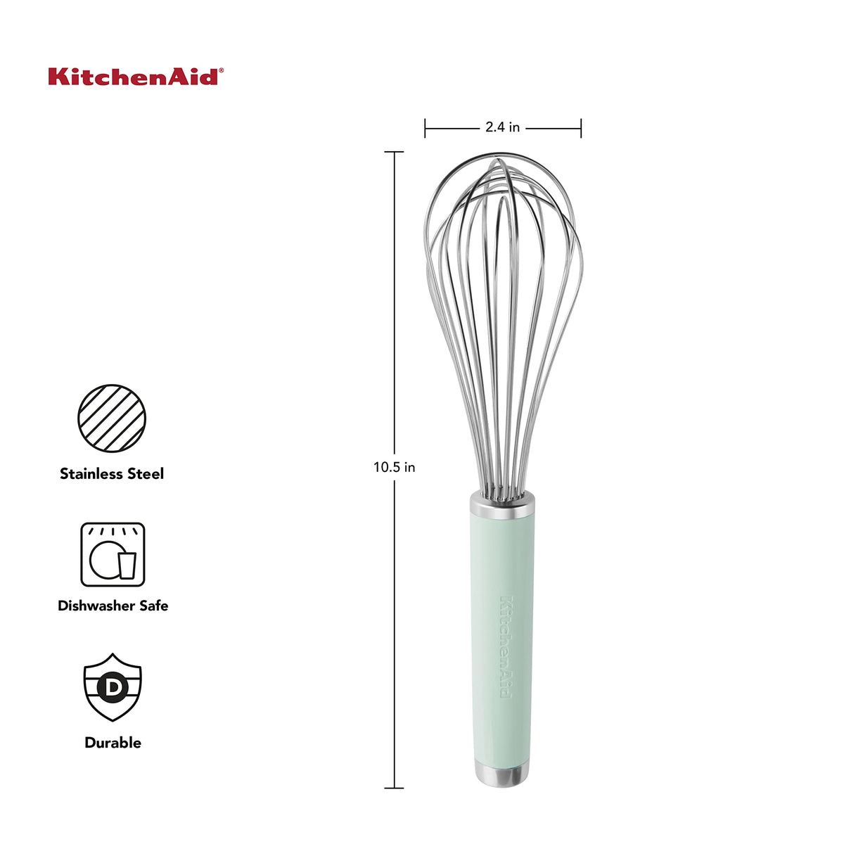 Classic Utility Whisk by KitchenAid – 10.5-Inch, Plastic, Pistachio, Model KE060OHPIA
