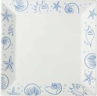 CAC China ATC-SQ21 Atlantic Seashell Super White Porcelain Square Plate, 12 by 12 by 1-Inch, 12-Pack