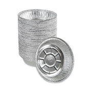 7 in. x 1.46 in. 24 oz. Round Aluminum to-Go Containers - Silver (500/Carton) by Boardwalk – 7 inches in diameter x 1.46 inches in height, 24.0 ounces, Aluminum, Model BWKROUND7