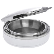 Expressly 4 1/2 Qt Round Stainless and White Induction Chafer by HUBERT – Small, Stainless Steel, White, Model J305-W
