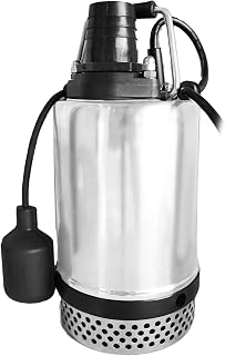 Tomahawk Power Tomahawk 1 HP Submersible Trash Pump 73 GPM / 4380 GPH 750W with Automatic Float Switch Top-Outlet Stainless Steel Dirty Water High Flow Dewatering Flooded Basement Pits Pools Construction Sites