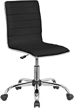 Interion Antimicrobial Armless Synthetic Leather Chair, Black