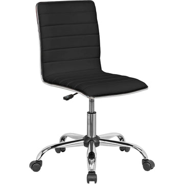 Interion Antimicrobial Armless Synthetic Leather Chair by Global Industrial – Faux Leather, Black, Model HX-8160M-ANT