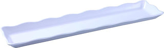 Yanco DC-6021W Deli Collection Scallop Edged Display Tray, 21" Length, 5.25" Width, 1" Height, Melamine, White Color, Pack of 12