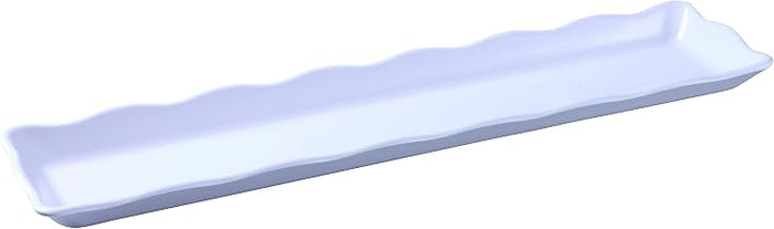Yanco DC-6021W Deli Collection Scallop Edged Display Tray, 21" Length, 5.25" Width, 1" Height, Melamine, White Color, Pack of 12