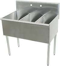 400 Series Triple 3 Compartment Floor Service Sink Size: 41" H x 21" W x 36" D
