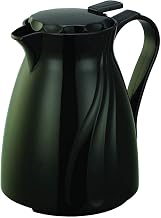 Service Ideas Twist N' Serv Carafe, Foam Insulated, 20oz, Push Button Lid | TNSPB06BL in 0.6 Liter, NSF Certified, Plastic Exterior, Black