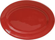 Tuxton China CQH-116 Platter, 11-1/2" x 8-3/8", Oval, Wide Rim, Microwave and Dishwasher Safe, Oven Proof, Fully Vitrified, Ceramic, Concentrix, Cayenne, Pack of 12