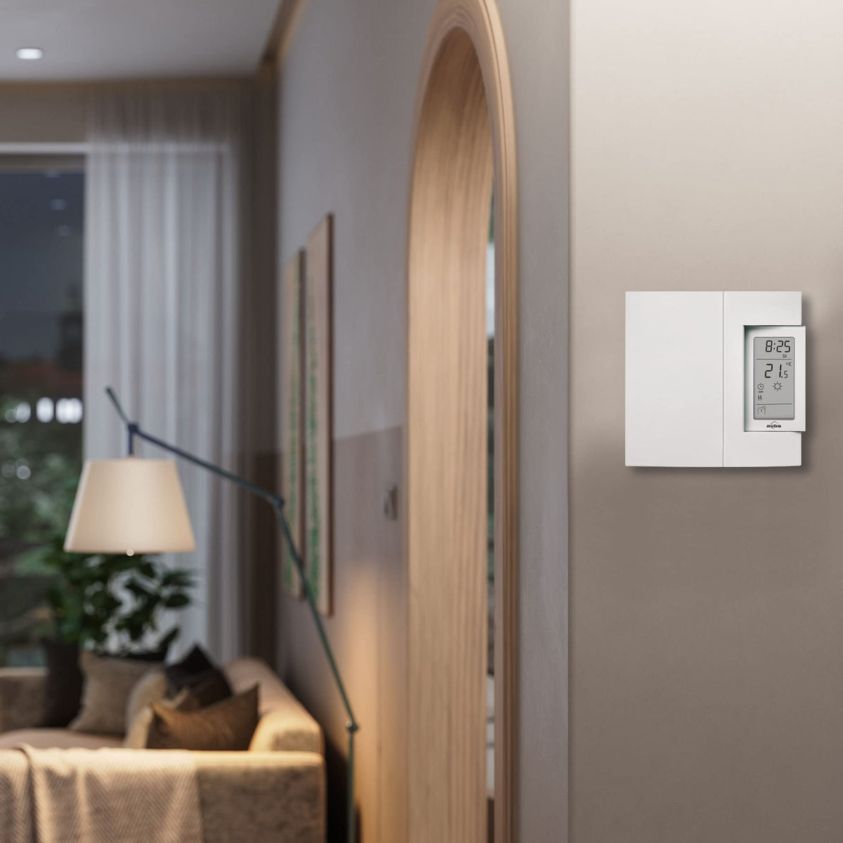 Aube by Electric Heating 7-Day Programmable Thermostat by Honeywell Home – 4.9 x 5 x 1.5 inches, Plastic, White, Model TH106