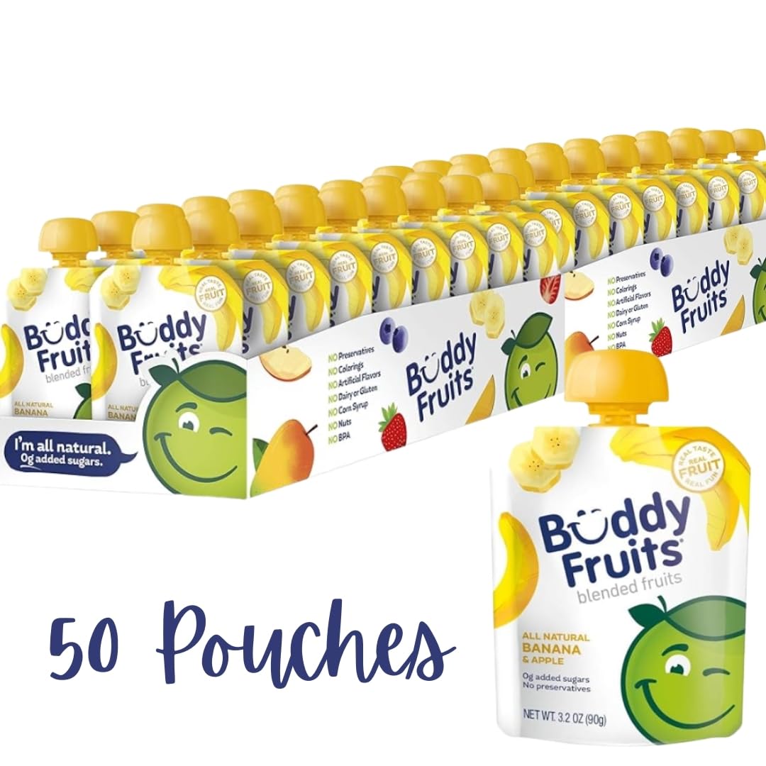 Buddy Fruits Banana & Apple / 3.2 Ounce (Pack of 50) / 50 Applesauce