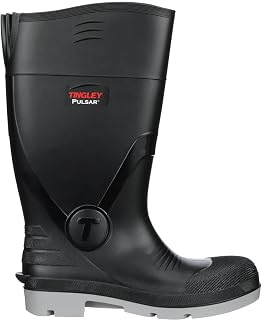 TINGLEY 43151 Pulsar PVC Plain Toe Knee Boot, Gray/Black