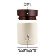 Nest 10 oz Mug by VSSL – 9.9 Ounces, 293 milliliters, Stainless Steel, Cream, Model B142250-010A