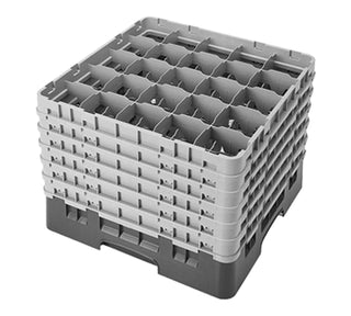 151 11-3/4-Inch Camrack Polypropylene Stemware and Tumbler Glass Rack with 25 Compartments by Cambro – 25-Compartment, Plastic, Soft Gray, Model 25S1114