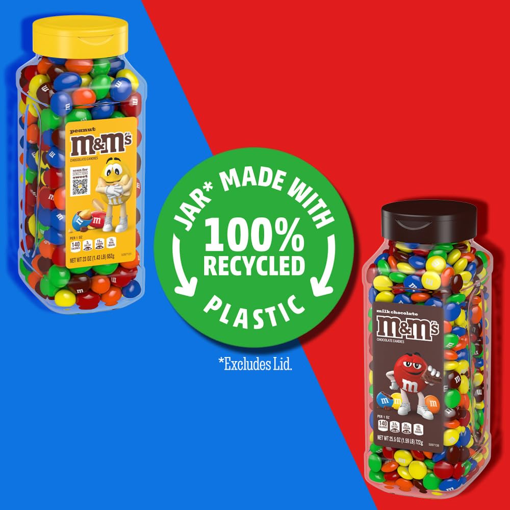 Milk Chocolate and Peanut Bulk Candy Jars by M&M's – Bite Size (Pack of 2), Pack of 4