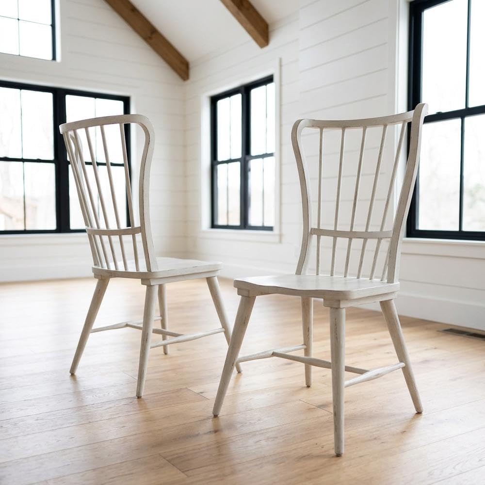 Pine Windsor Back Side Chairs Set of by Starlight Canyon Home – Pine Solids and amp, Veneers, White, Pack of 2